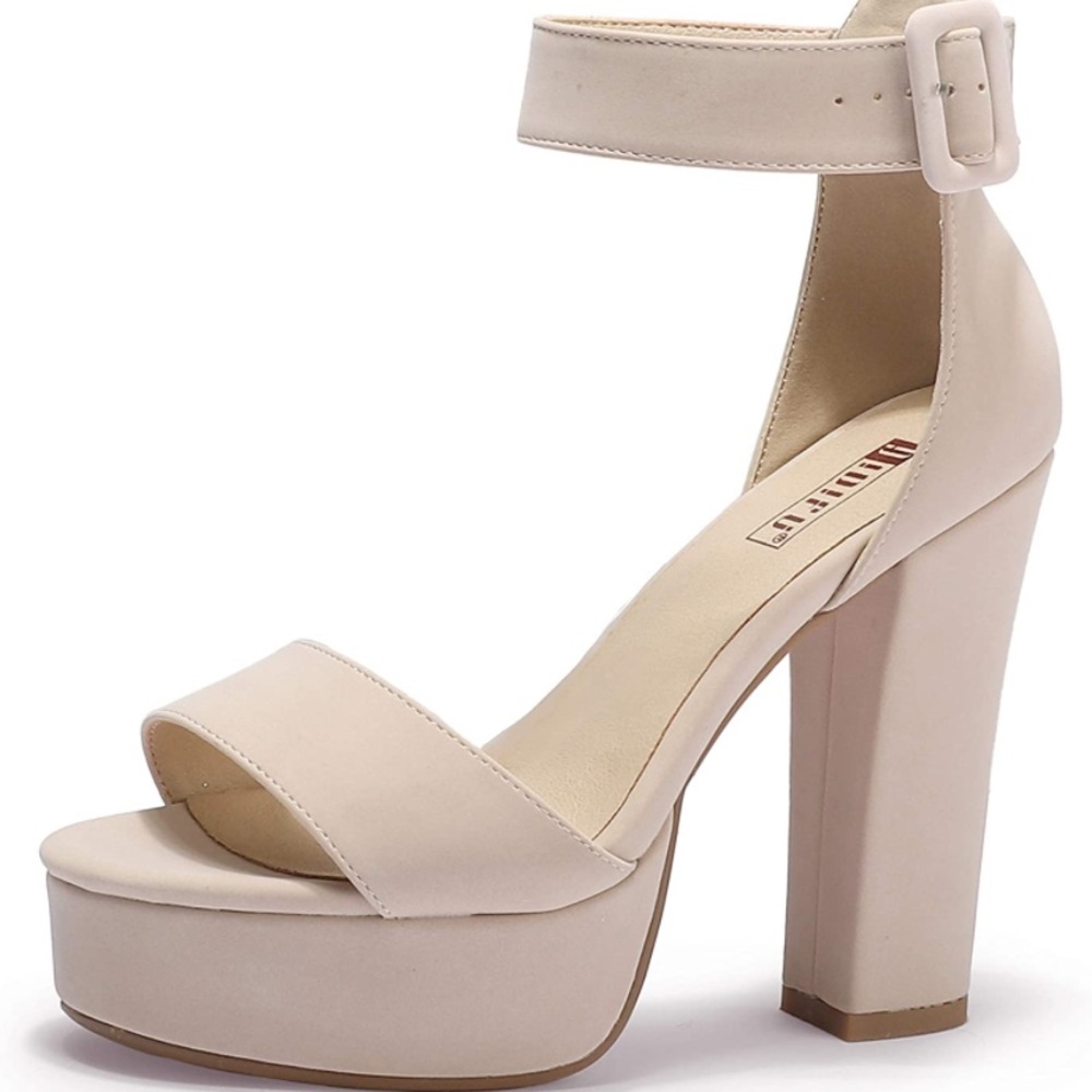 NEW! IDIFU 5 inch Platform Heels for Women size 6 nude nubuck New In Box